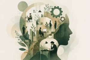Illustration représentant la psychologie du travail et l'accompagnement des difficultés professionnelles